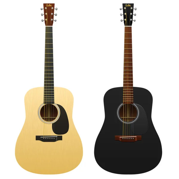 Guitarra acústica realista isolou dois instrumentos musicais clássicos ocidentais guitarra, clássico — Vetor de Stock