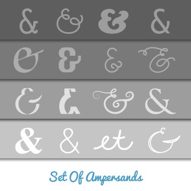 Siyah arka plan üzerinde harfler ve davetiye ler için dekorasyon ampersands ayarlayın. Elle çizilmiş tip. Vektör illüstrasyon. Ampersand ayarlayın. Ampersand görüntü.
