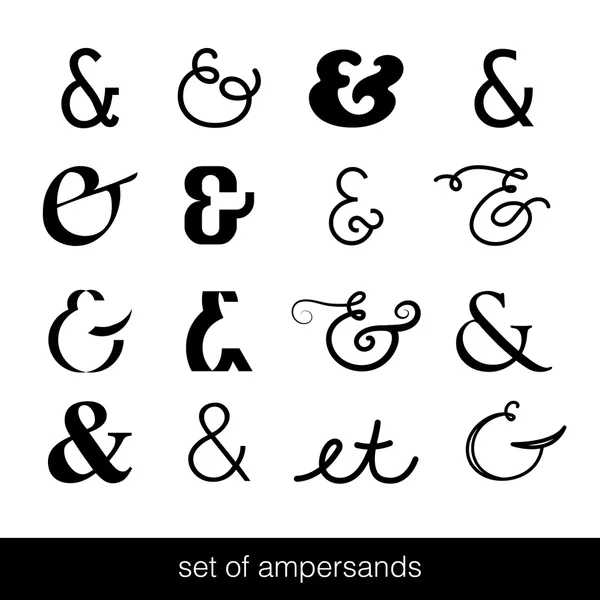 Conjunto de ampersands decoração para cartas e convite sobre fundo. Tipo desenhado à mão. Ilustração vetorial. Ampersand preparado. Ampersand imagem . — Vetor de Stock