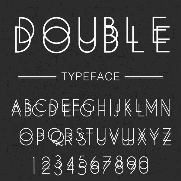 Double typeface, font made by doublescript modern letters sansserif — Stock Vector