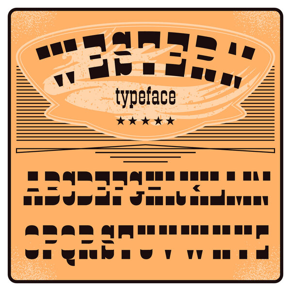 Western font without lines only serifs, modern vision for posters and banners