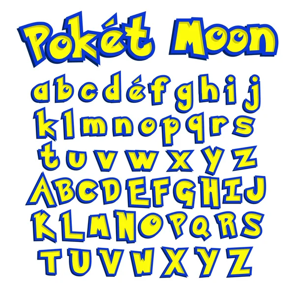 Poket moon font, bunte Buchstaben für Ihr Spieldesign — Stockvektor