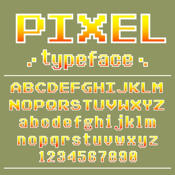 Pixel fuente, 8 bit typeface para el diseño de juegos retro — Vector de stock