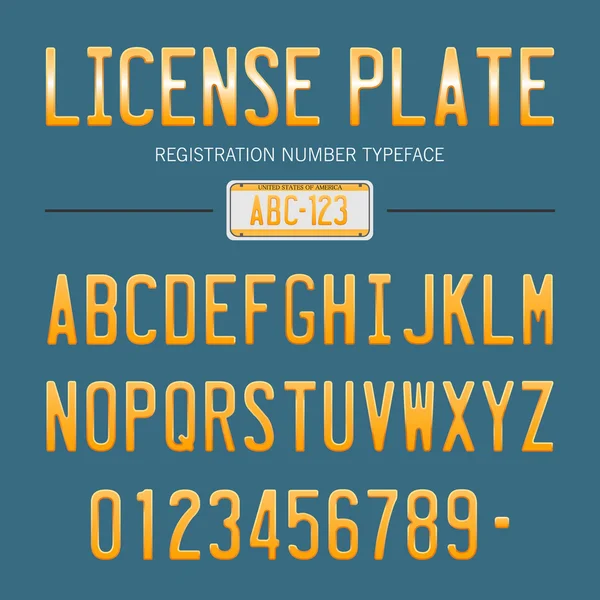 Modern License Plate font for registration numbers, with sample design ...