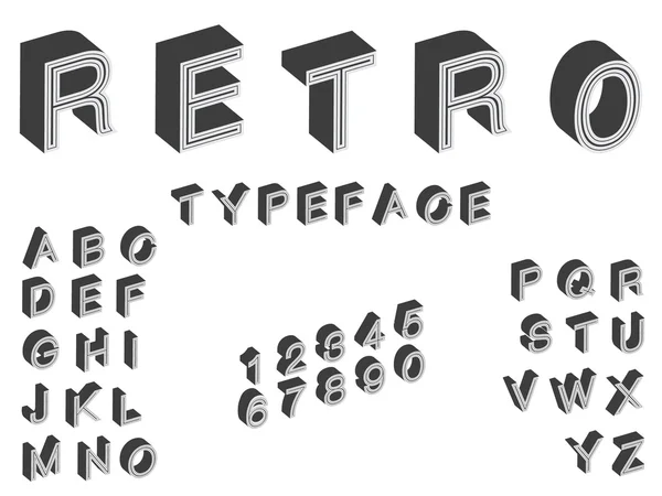 Izometrikus retro betűtípus, betűtípus tökéletes plakátok vintage stílusban — Stock Vector