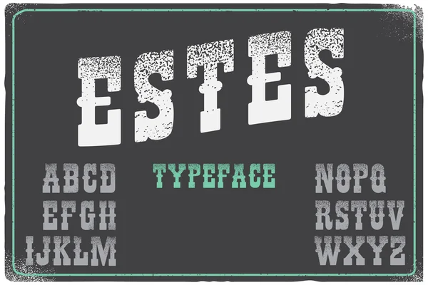 Estes modern western font with grunge texture on it — Stock Vector