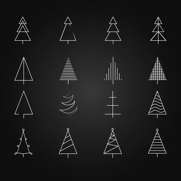 Sapin ensemble de 16 arbres de Noël différents — Image vectorielle