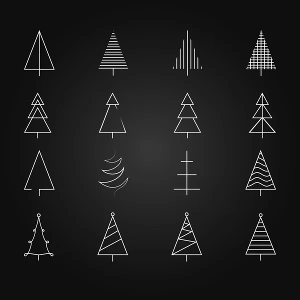 FIR sada 16 různých vánočních stromků — Stockový vektor