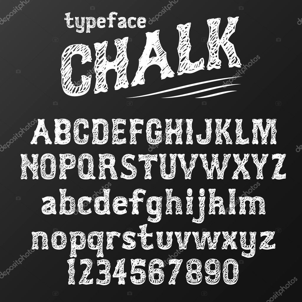 Chalkboard typeface, modern font written on the board with charcoal Stock Vector Image by