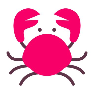 simge Yengeç, üzerinde beyaz izole kırmızı tarzı Yengeç düz