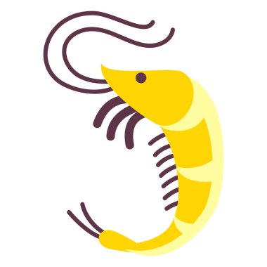 Beyaz arka plan üzerinde düz simgesi izole karides