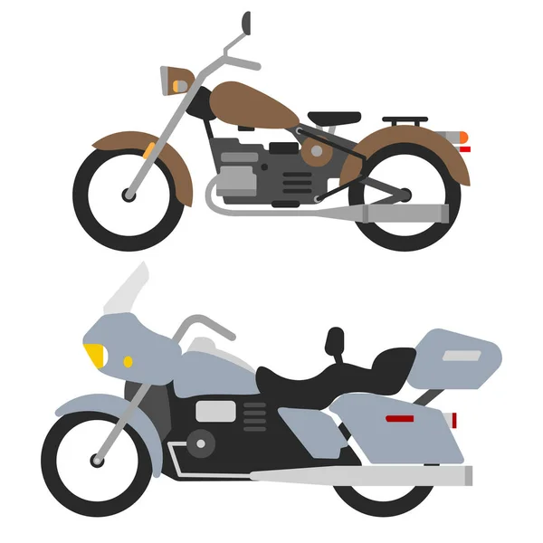 Dos motos retro aisladas en blanco, motocicleta vintage — Vector de stock