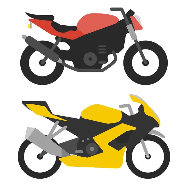 Dos bicicletas deportivas aisladas en motocicletas de fondo blanco — Vector de stock