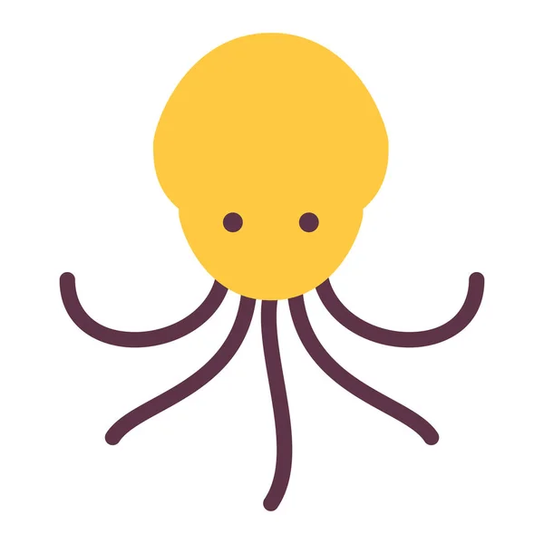 Icono plano con pulpo aislado en blanco, pulpo visión moderna — Archivo Imágenes Vectoriales