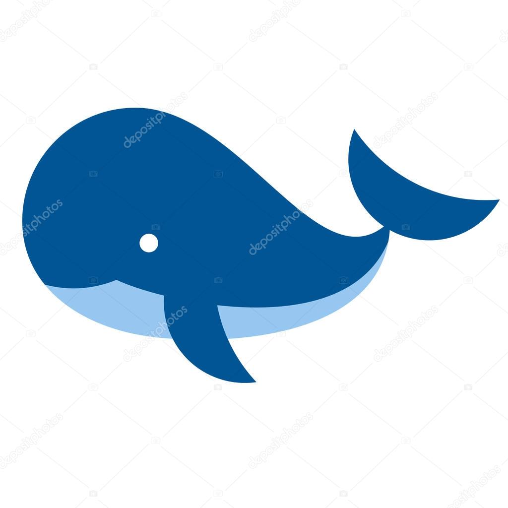 Whale icon isolated on white, flat style