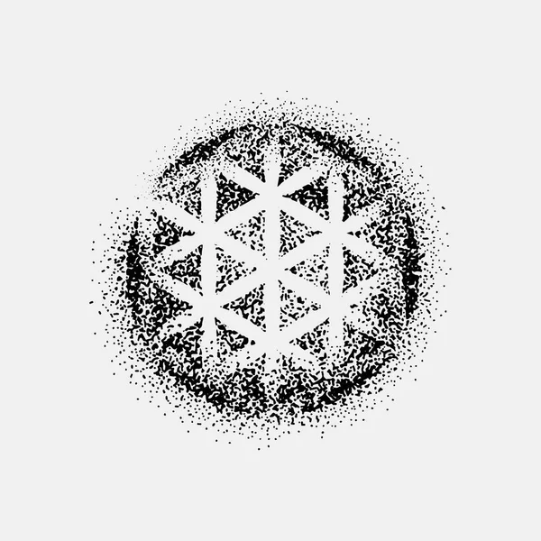 Conjunto de formas de tatuaje imposible y otros, dotwork, blackwork todo hecho de puntos. Figuras geométricas, sagradas estrellas y cubos — Vector de stock