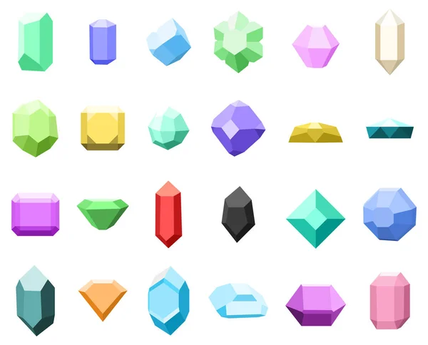 Set mit 16 Diamanten. Edelsteinsymbole gesetzt. Vektorillustration mit Steinen. kann für Schmuck verwendet werden. — Stockvektor