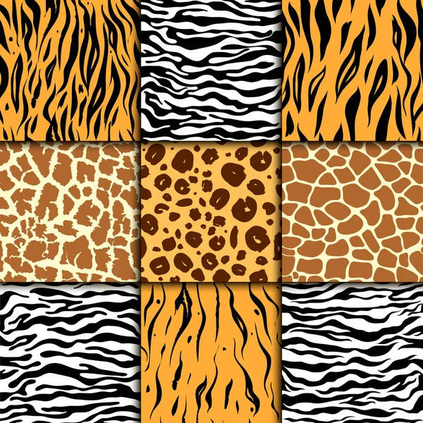 Padrão sem costura com pele de chita. fundo vetorial. Zebra colorida e tigre, leopardo e girafa impressão animal exótica . — Vetor de Stock