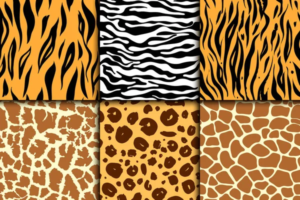 Padrão sem costura com pele de chita. fundo vetorial. Zebra colorida e tigre, leopardo e girafa impressão animal exótica . —  Vetores de Stock