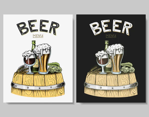 Bière barils classiques en bois pour logo ou emblème et bannière. gravé à l'encre dessinée à la main dans un vieux croquis et style vintage pour menu web ou pub. conception de l'oktoberfest . — Image vectorielle