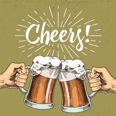 Bira cam, kupa veya oktoberfest şişe. web, parti için davetiye veya pub menü eski kroki ve vintage tarzı çizilmiş mürekkep el oyulmuş. Beyaz arka plan alkış izole tasarım öğesi.