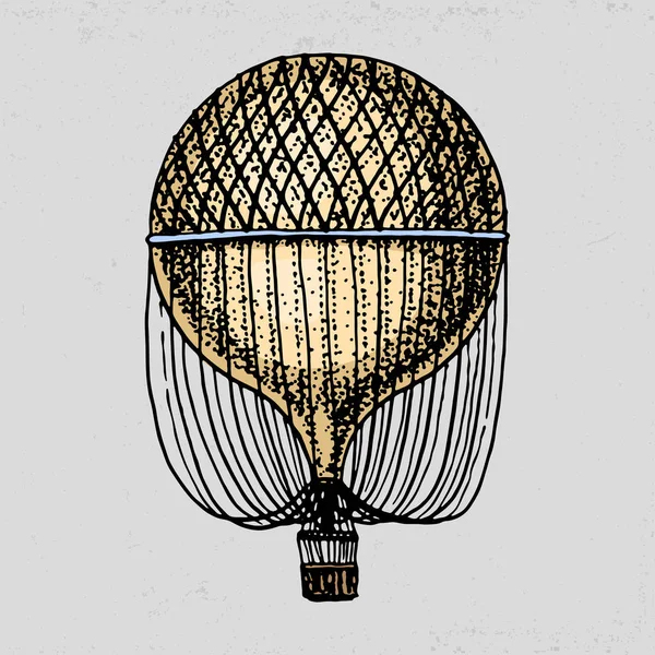 Illustration de ballon à air ou aérostat. Pour voyager. gravé à la main dessiné dans le style ancien croquis, transport vintage . — Image vectorielle