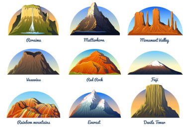 Dağlar tepeler, başlarında bir gün ışığı, büyük peyzaj ayarlayın. anıt Vadisi, matterhorn, roraima, fuji veya vesuvius, devils tower, herhangi bir zamanda veya gökkuşağı. seyahat veya kamp, tırmanma. Açık tepe üstleri