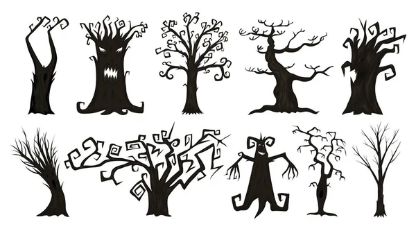 Halloween stromů, strašidelné, nebo hrozné a děsivé větví. Skvělé mytické nebo fantastický monstra. dřevěné stvoření v lese. — Stockový vektor
