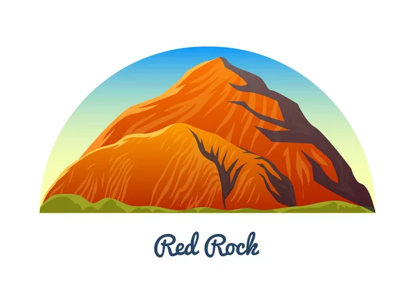 Red Rock Canyon, Νεβάδα. Κορυφές βουνών, τοπίο νωρίς στο φως της ημέρας. ταξίδια ή κατασκήνωση, αναρρίχηση. Κορυφές λόφων εξωτερική. — Διανυσματικό Αρχείο