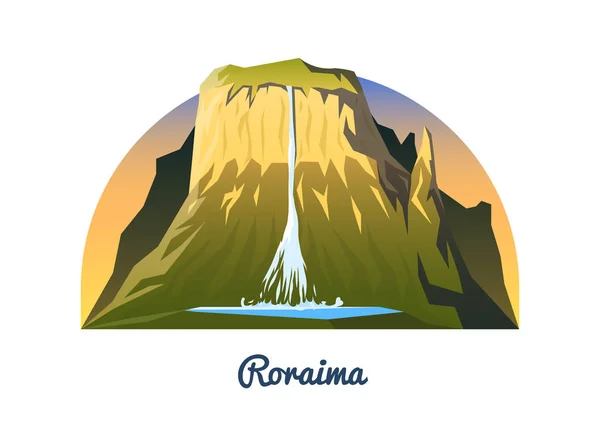 Mount Roraima. Csúcsok, korai szakaszában a nyári táj. utazási vagy kempingezés, hegymászás. Kültéri hegy tetejét, Venezuela, Dél-Amerika. — Stock Vector