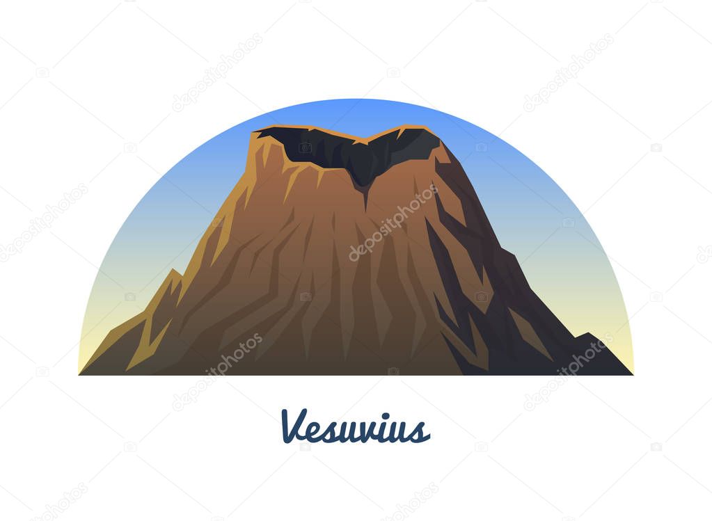 Mount Vesuvius. Peaks, landscape early in a daylight. travel or camping, climbing. Outdoor hill tops.