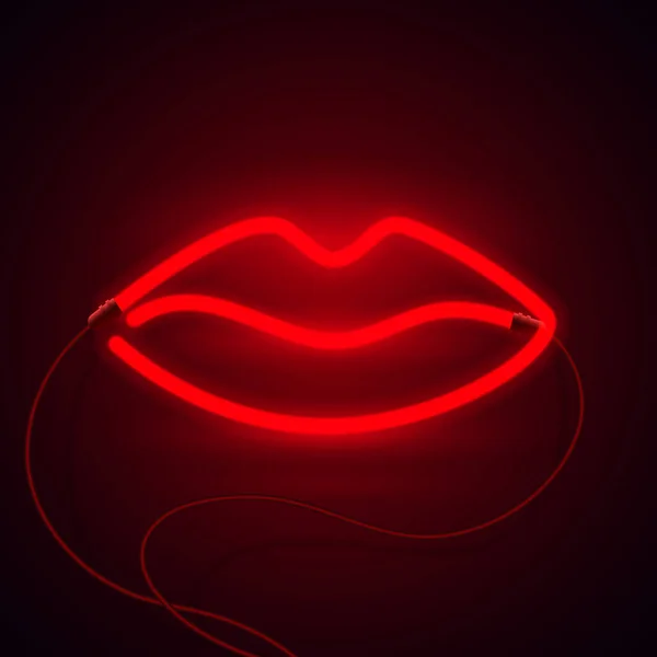 Signo de efecto neón brillante. Los labios de una chica. concepto de club nocturno o bar. sobre fondo oscuro. vector editable . — Archivo Imágenes Vectoriales