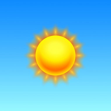 Modern Gerçekçi weather simge. Arka plan mavi meteoroloji sembolü. Vektör çizim hareket eden app, baskı veya web için renk. güneşli gün ve bulutlar.