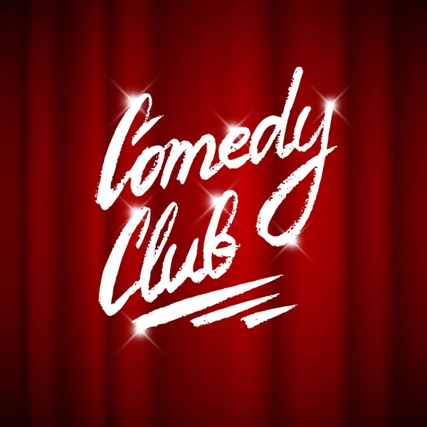 Lettering Comedy Club. Texte calligraphique pour Comedy show. Gravure à la main en vieux croquis vintage pour affiche et toile. Illustration vectorielle . — Image vectorielle