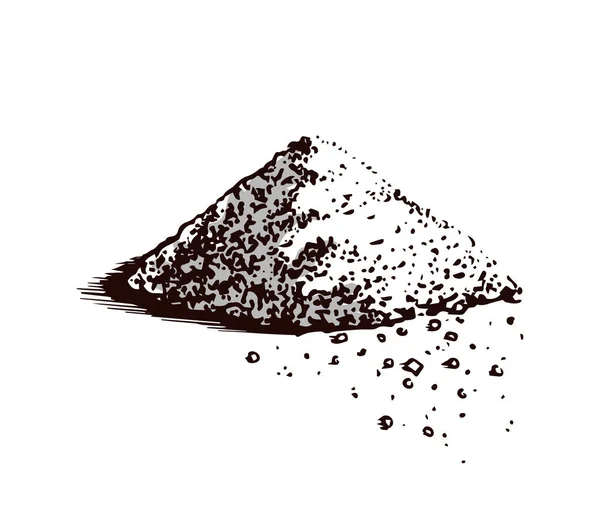 塩だ粉末と種の束。ヴィンテージの背景ポスター。手描きのスケッチ. — ストックベクタ
