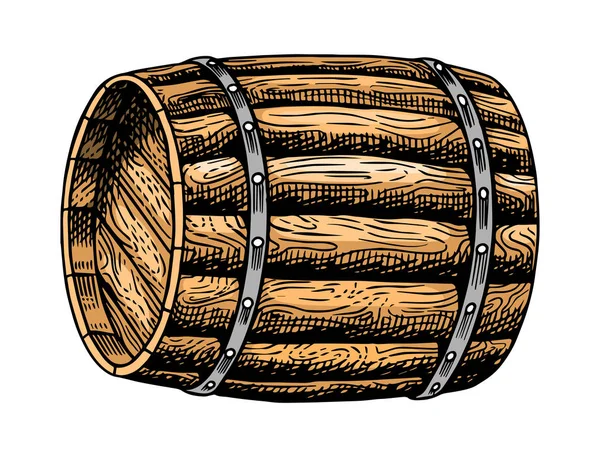 Дерев'яний віскі або вино. Винтедж Сильний алкогольний напій. Ручний малюнок вирізьблений монохромний ескіз для плаката ретро, значок. Американський символ. — стоковий вектор