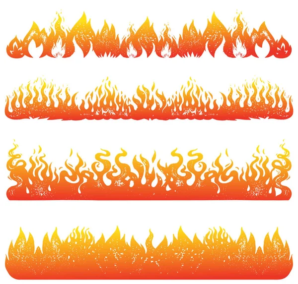 Flamme und Feuer im Vintage-Stil. handgezeichnetes einfarbiges Lagerfeuer oder Brandskizze. Vektor-Illustration für Poster, Banner und Logo. — Stockvektor