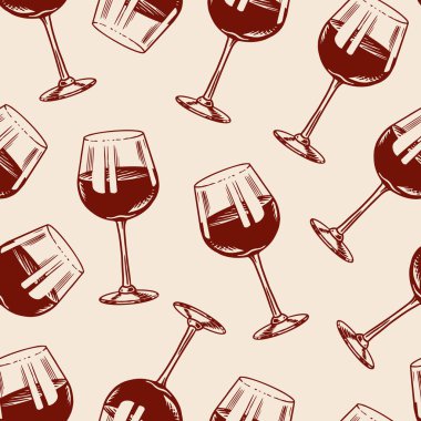 Şarapsız şablon. Alkollü içecek ya da köpüklü şampanya, şişe ve bardak. Klasik poster ya da afiş. Bar, şaraphane ve restoran menüsü için elle çizilmiş bir çizim..