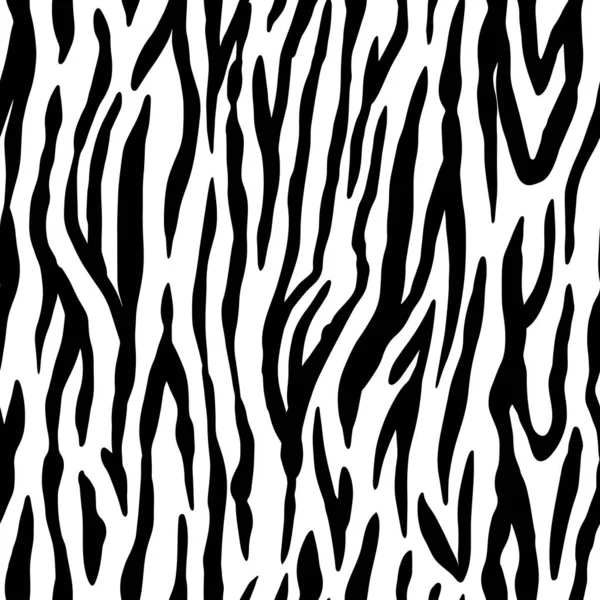 Állati zökkenőmentes minta. Zebra textúra. Emlősök szőrme. Bőrlenyomat. Csíkos Ragadozó Álcázás. Nyomtatható háttér. Vektorillusztráció. — Stock Vector