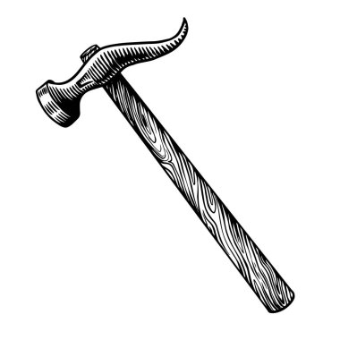Tamir için pençe çekici. Evrensel araç veya enstrüman. Antika etiket. Tişört, logo ya da rozet için elle çizilmiş skeç.