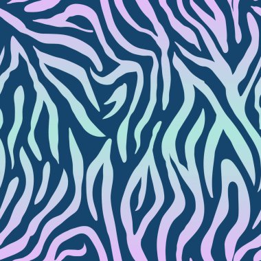 Hayvani, pürüzsüz desen. Zebra dokusu. Memeliler Kürkü. Neon rengi parlak cilt. Modaya uygun çizgili yırtıcı kamuflaj. Yazdırılabilir Arkaplan. Vektör illüstrasyonu.