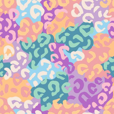 Hayvan geçmişi. Leopar, Çita ya da Jaguar. Memelilerin kürksüz desenleri. Neon rengi parlak cilt. Moda Avcısı Kamuflajı. Yazdırılabilir Vektör illüstrasyonu.