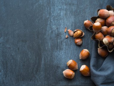 Karanlık bir arka plan üzerinde fındık