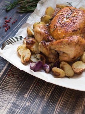 Çeşitli sebze ve tavuk kızartma 