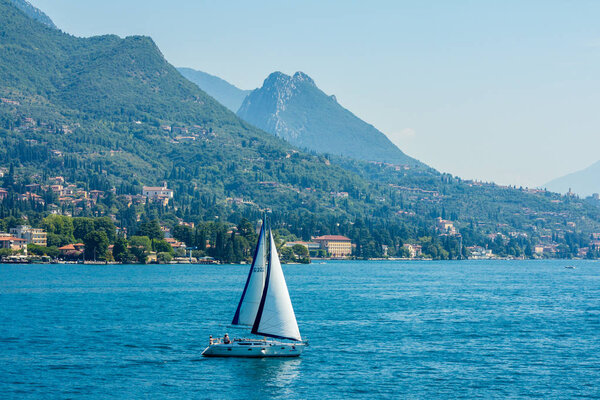 Lake Garda, Italy - June 10 2014: sail boat on Lake Garda