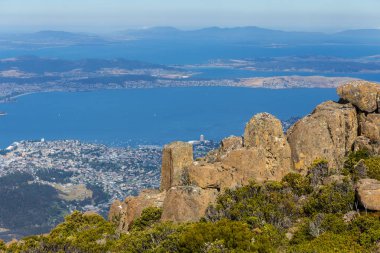 the stunning summit of Mount Wellington overlooking Hobart and the south coast clipart