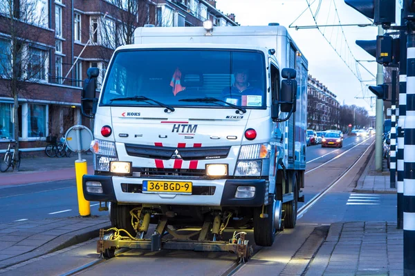 Loosduinen Niederlande Februar 2018 Tram Track Wartungsfahrzeug Auf Der Randstadrail — Stockfoto