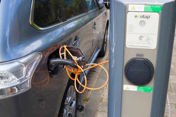 Hague Netherlands May 2020 Electric Car Charging Plug Recharge Point Stock Photo