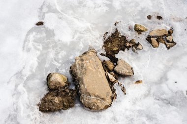 buzlu bir nehir taşları