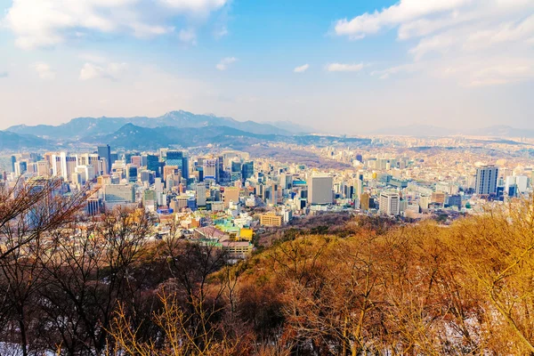 Mirador alto de Seúl desde la montaña Namsan — Foto de Stock